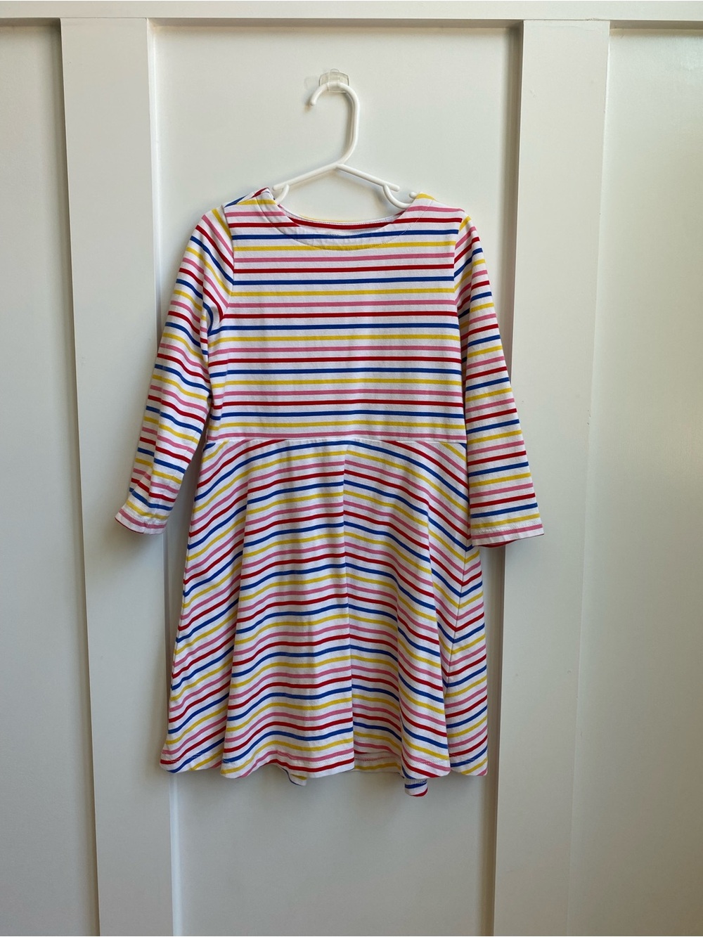 Crewcuts Rainbow Stripe Cotton Fit-and-Flare Dress